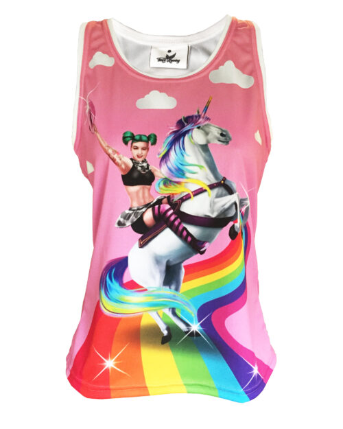 Fancy Running - Badass Unicorn Rider Running Vest Pink - Front